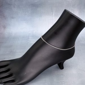 Box link chain anklet silver